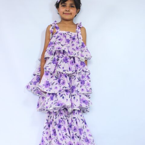 Lilac Bloosm Layerd Frock